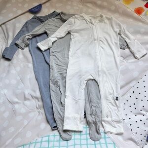 3x Kyte Baby Newborn Zip-Up Footie & Rompers